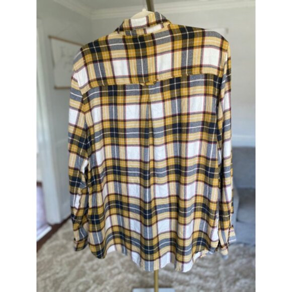 American Eagle Plaid Flannel Shirt AhhMazingly Soft Boyfriend Fit Yellow Cozy - Picture 3 of 7